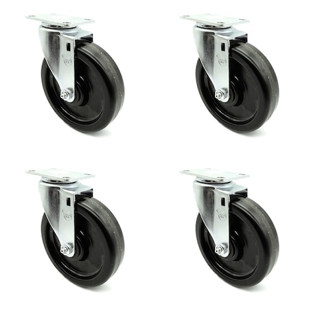 Service Caster 6 Inch Phenolic Wheel Swivel Top Plate Caster Set SCC-20S615-PHS-4